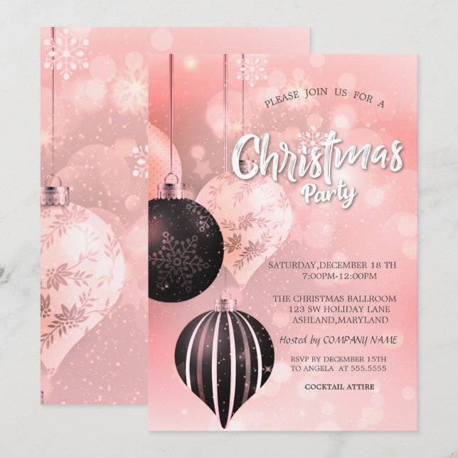 Invitation Fléchettes de neige, Boules Red Christmas Company (Devant / Derrière)