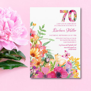 Invitation fleur 70 anniversaire invitation carte