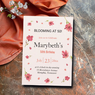 Invitation Fleur à 50 - Anniversaire Floral