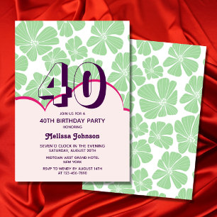Invitation Fleur Abstraite de Chamomille Vert Rétro