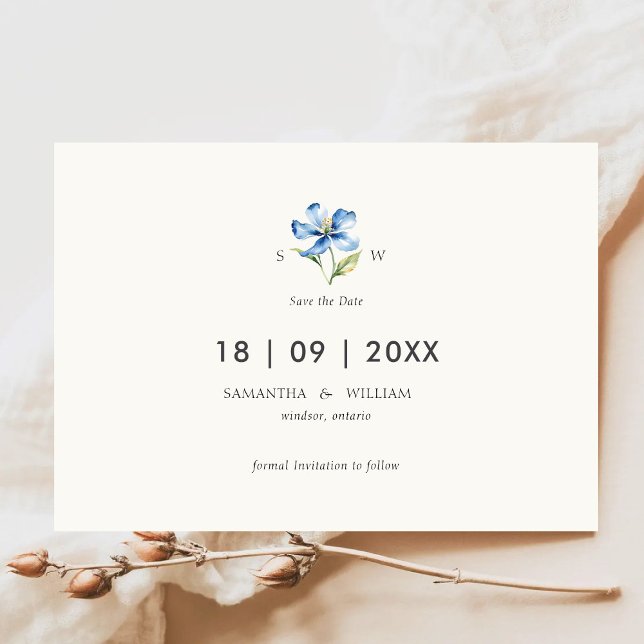 Invitation Fleur aquarelle Enregistrer la date (Créateur téléchargé)