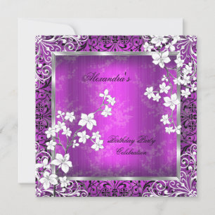 Invitation Fleur asiatique Plum rose blanc noir dentelle Anni