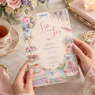 Invitation Fleur, Bébé à Boire et à Voir Shower
