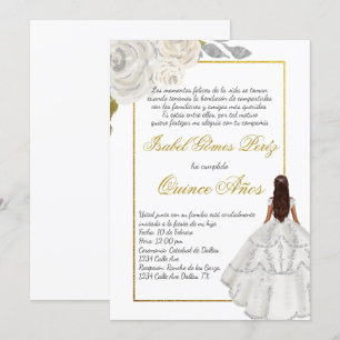 Invitation Fleur blanche Demande de coing en espagnol