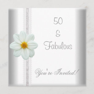 Invitation Fleur Blanche Fantastique Fête d'anniversaire 50 a