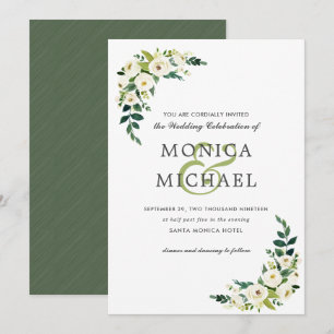 Invitation Fleur blanche   Floral Botanical Corner Mariage