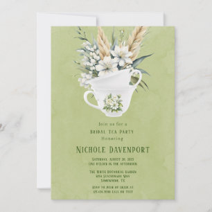 Invitation Fleur blanche Green Painted Tea Party
