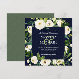 Invitation Fleur blanche | Mariage végétal bleu
