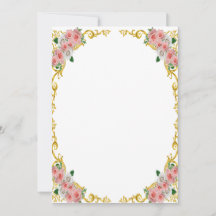 Fleur blanche rose cadre baroque doré