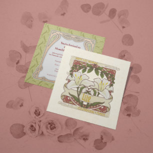 Invitation Fleur Blanche Signifiant Jaune Vintage