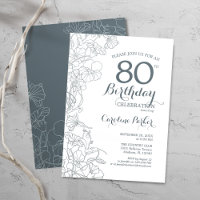 Fleur bleu ardoise 80e fête d'anniversaire