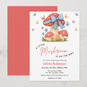 Invitation Fleur Bleue Arc Un Petit Champignon Baby Shower
