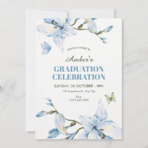 Invitation Fleur bleue esthétique floraison remise de diplôme