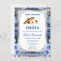 Fleur bleue marine Baby shower mexicain Fiesta