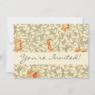 Invitation Fleur botanique florale grise rose vintage