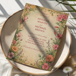 Invitation Fleur botanique vintage