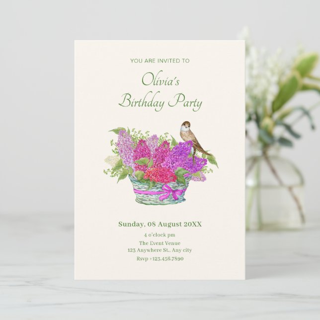 Invitation Fleur bouquet anniversaire (Debout devant)