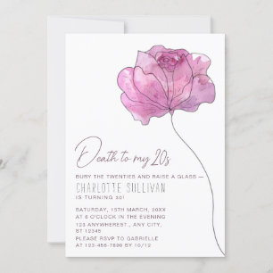 Invitation Fleur chic "Mort à mes 20 ans" 30e anniversaire