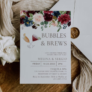 Invitation Fleur Classique Fancy Bubbles & Brews Douche nupti