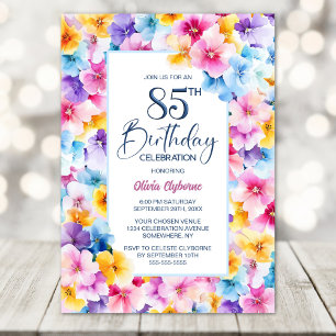 Invitation Fleur colorée 85e fête d'anniversaire
