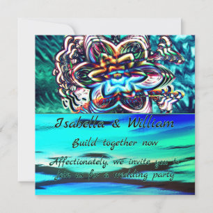 Invitation Fleur colorée virtuelle avec rayon violet