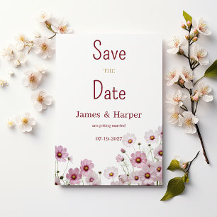 Invitation Fleur cosmos en fleur rose vif Enregistrer la date