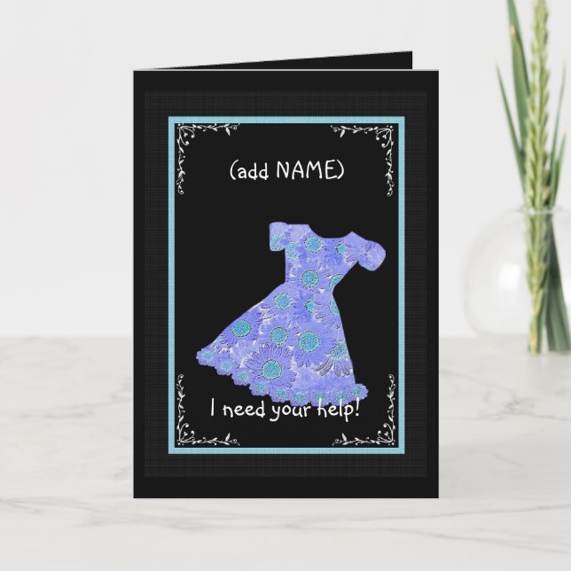 Invitation Fleur CUSTOM NAME Fille d'honneur Robe BLEU PERVEN (Devant)