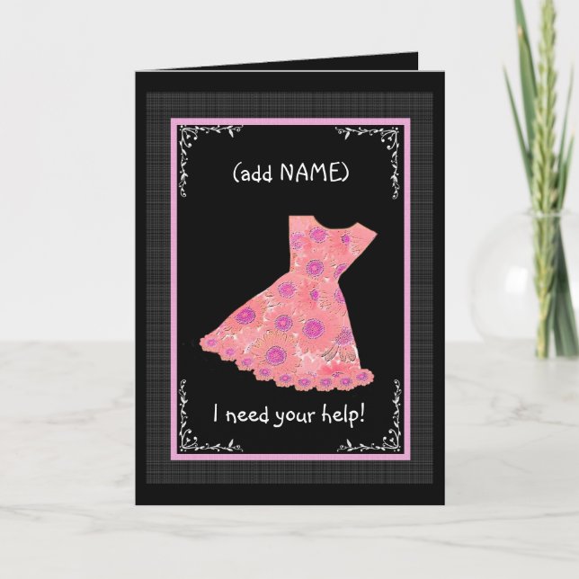 Invitation Fleur CUSTOM NAME Fille PEACH Robe (Devant)