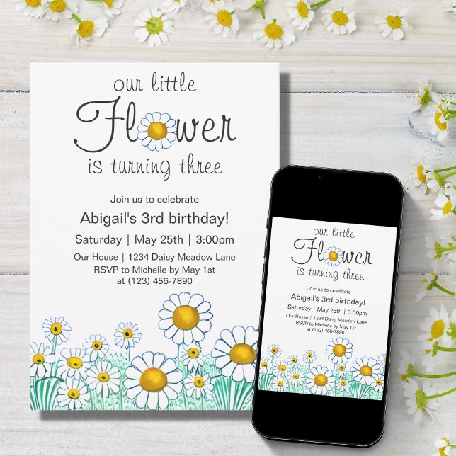 Invitation Fleur Cute Daisy Fun Floral Anniversaire (Créateur téléchargé)
