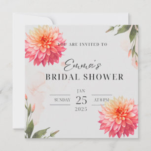 Invitation Fleur Dahlia rose Chaîne nuptiale hydrocouleur