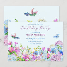 Fleur d'anniversaire bleu violet d'aquarelle