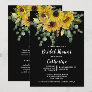 Invitation Fleur d'aquarelle de tournesol eucalyptus