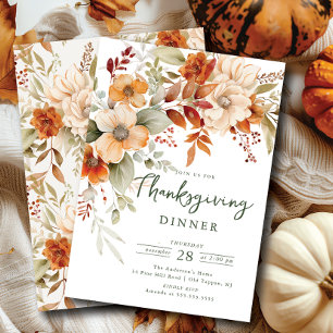 Invitation Fleur d'automne Thanksgiving