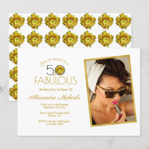 Invitation Fleur de cactus Jaune Noir & Or 50 & Fabuleux