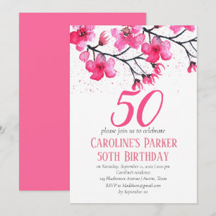 Invitation Fleur de cerise rose pâle 50e anniversaire Floral