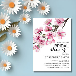 Invitation Fleur de cerise rose Sakura Fête des mariées verte