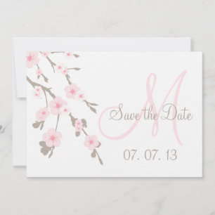 Invitation Fleur de cerisier, date de sauvegarde rose taupe