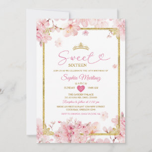 Invitation Fleur de cerisier Douce Florale 16ème Fille Annive