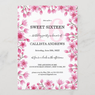 Invitation Fleur de cerisier japonais Bordure douce 16