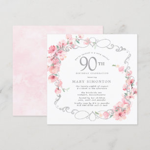 Invitation Fleur de cerisier rose 90e anniversaire