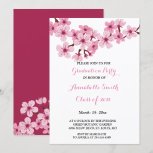 Invitation Fleur de cerisier rose blanc Fleur de Graduation P