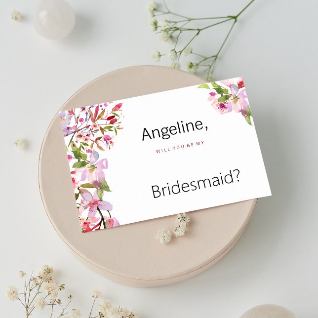Invitation Fleur de cerisier rose botanique été Bridesmaid (Botanical pink cherry blossom summer Bridesmaid )