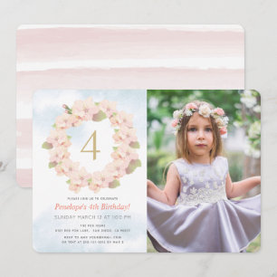Invitation Fleur de cerisier rose Fille de couronne photo Ann