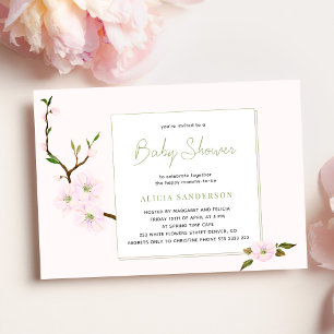 Invitation Fleur de cerisier rose floral baby shower