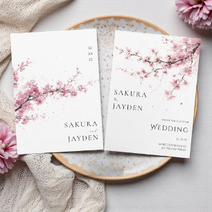 Invitation Fleur de cerisier rose pastel Mariage japonais