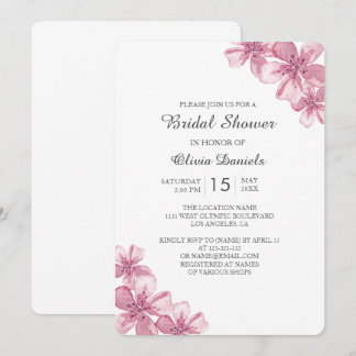 Invitation Fleur de cerisier rose printemps. Fête des mariées