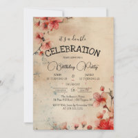 Fleur de cerisier rouge Beige Double fête d'annive