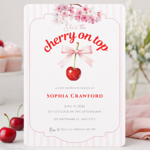 Invitation Fleur de Cerisier sur le dessus Rose Rouge Baby Sh