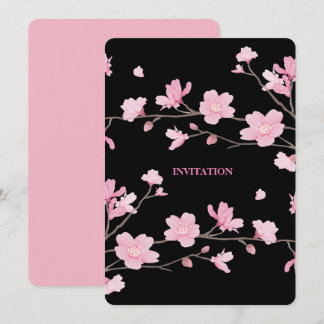 Invitation Fleur de cerisiers - Noir