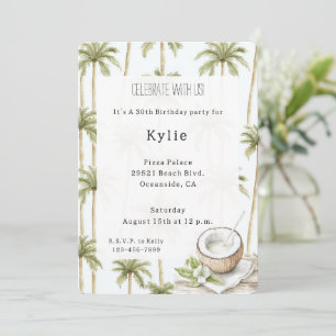 Invitation Fleur de coco tropicale Palmiers Anniversaire